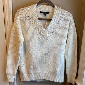 White House Black Market cream sweater with pearls